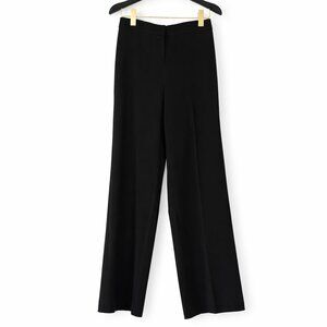 St. John Caviar Straight Leg Trousers S Black Quiet Luxury
